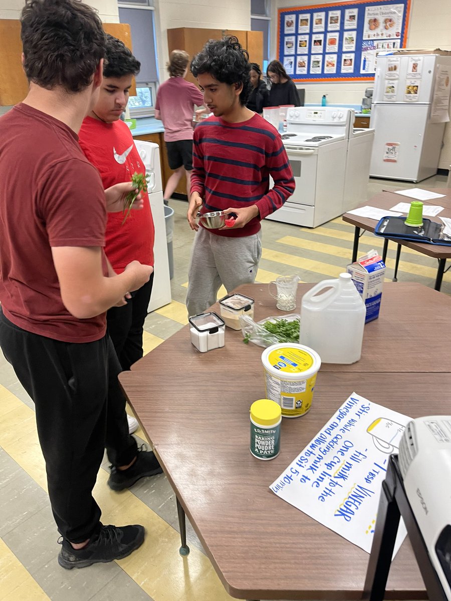 msrrusso's tweet photo. Today was all about garlic cheddar biscuits and Caesar salad! Student did a great job of making everything from scratch, salad dressing included! 🥗🧀🥬🧄🍽️ https://t.co/dOQ2DFHyGH