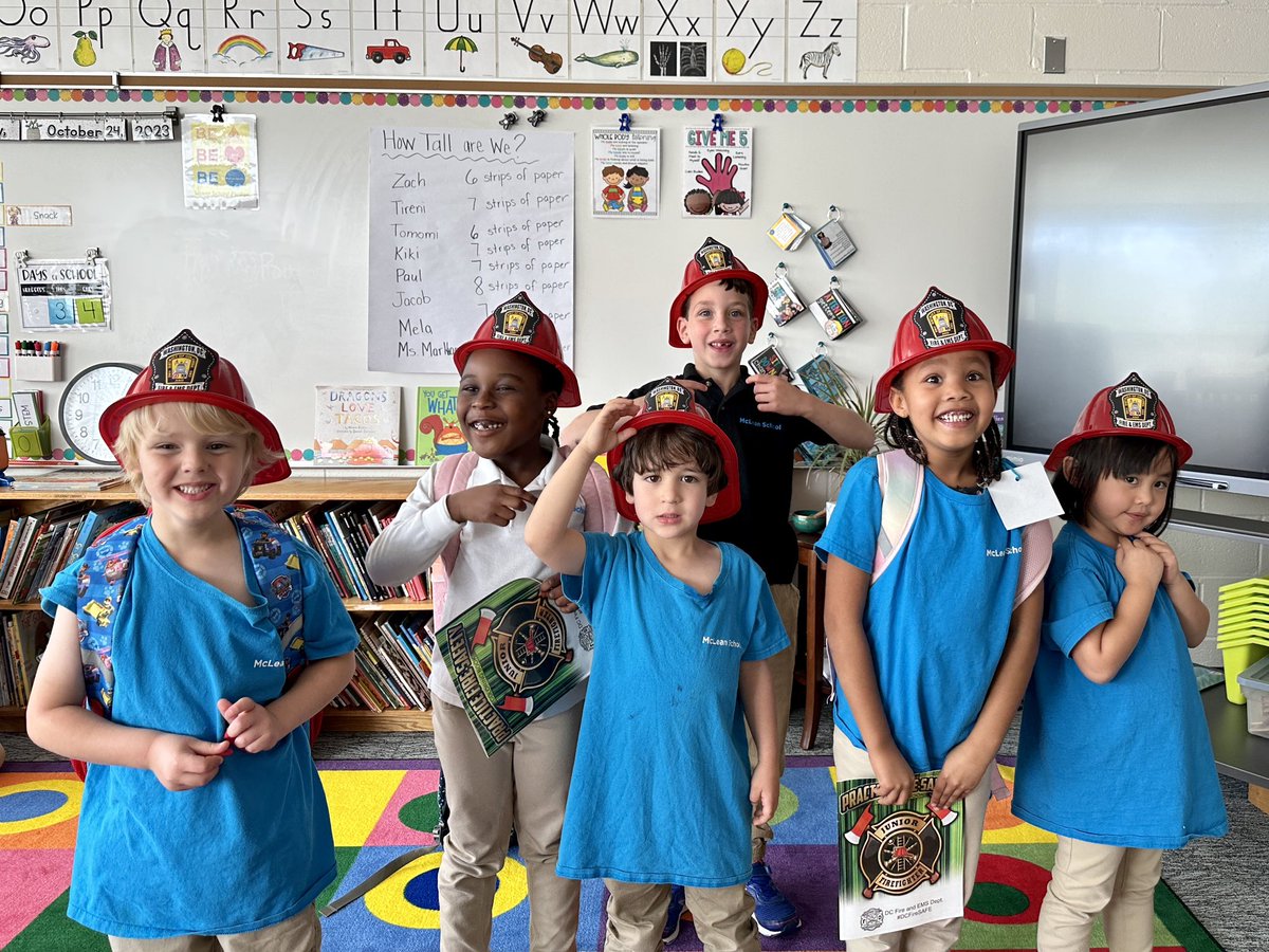 MarkhamKinders's tweet photo. K-2 students enjoyed a visit from Firefighter Captain FitzGerald this week. Students learned about fire safety, practiced crawling in the event of a fire, &amp; even practiced Stop, Drop, &amp; Roll! @McLeanSchool #McLeanSchool https://t.co/dqjZeHSGHF