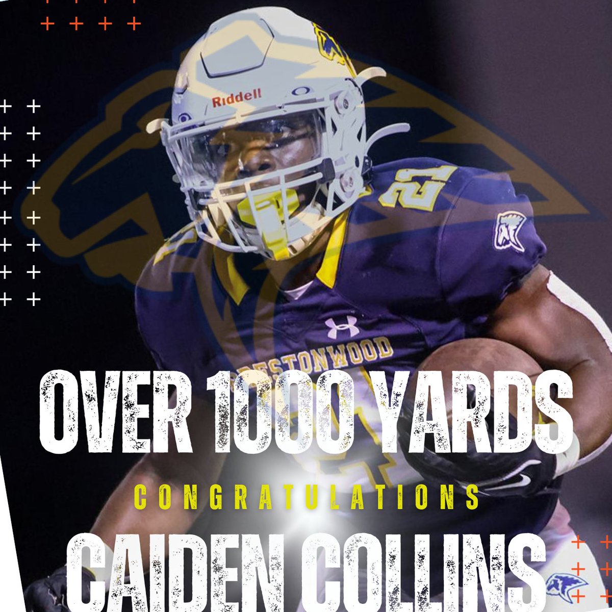 Congratulations @Cadcollins6 on eclipsing the 1,000 yard rushing mark!! True Student Athlete with 3.8 GPA...