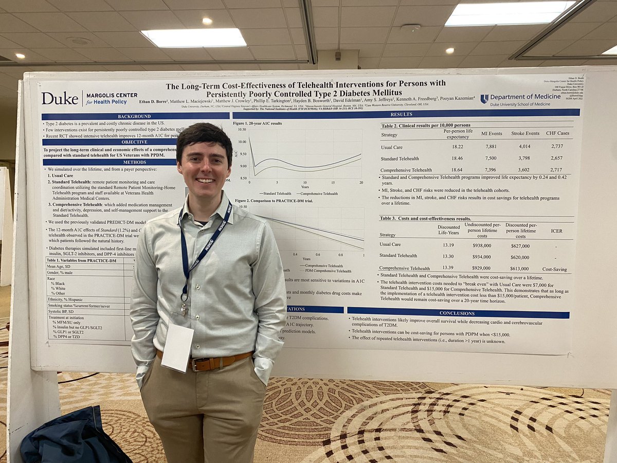 A cool applied CEA poster evaluating a tele-health intervention for diabetes control from @BorreEthan  #SMDM23 @decisionscience