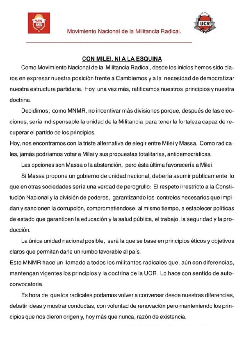 Comunicado de la militancia. La que baja a la calle, la que pone la cara por el partido. La que mas vale 👏👏