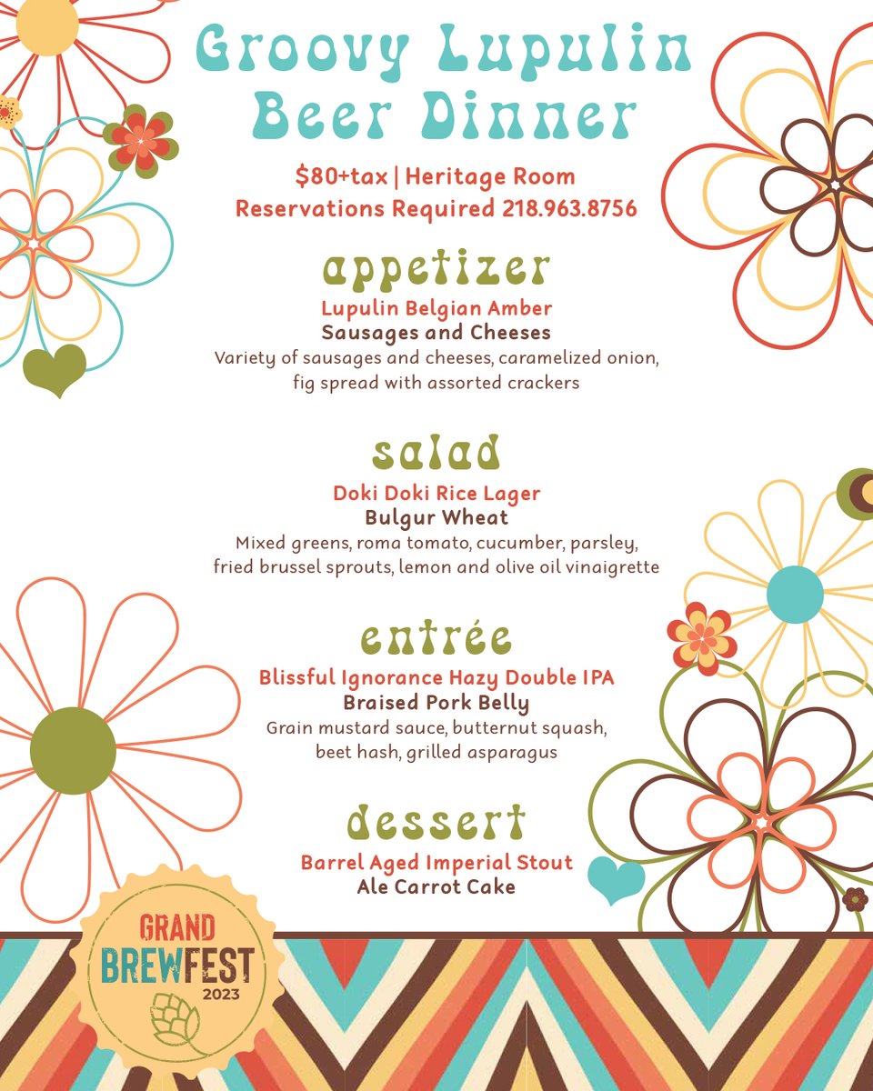 We can't wait to host this beer dinner in partnership with <a href="/LupulinBrewing/">Lupulin Brewing</a> at Brewfest!

Check out the menu and learn more at the link below!👇

✅Learn more: ow.ly/gLoA50PQEmq