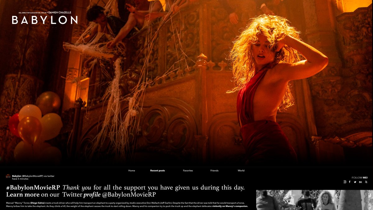 🎞️ ˒ 𝗕𝗔𝗕𝗬𝗟𝗢𝗡 ᴿᴾ
 𝗡𝗲𝘄 𝗣𝗿𝗼𝗱𝘂𝗰𝘁𝗶𝗼𝗻 // 𝖡𝖾𝗁𝗂𝗇𝖽 𝗍𝗁𝖾 𝖲𝖼𝖾𝗇𝖾𝗌
⠀® 𝗍𝗐𝗂𝗍𝗍𝖾𝗋 𝗉𝗈𝗌𝗍: #BabylonMovieRP  

𝗥𝗲𝗮𝗱 𝗺𝗼𝗿𝗲 → Enjoy exclusive images already available to you on all our platforms, with our protagonist Annie Winerourse (<a href="/doubtvibes/">𝖠𝗇𝗇𝗂𝖾 (𝗈𝖿𝖿)</a>)