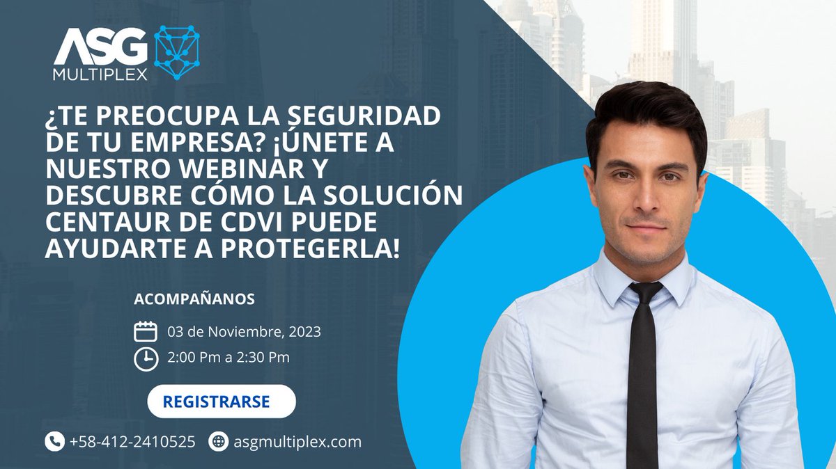 ASGmultiplex's tweet image. ¡No te pierdas nuestro próximo webinar!
 Únete a nosotros y descubre cómo la solución de control de acceso Centaur de CDVI puede ayudar a proteger tu empresa 👩‍💻
📅 Fecha: 3 de Noviembre 
⏲ Hora: 2:00 pm 
📍 Link de inscripción 👉 webinarcentaur.subscribemenow.com