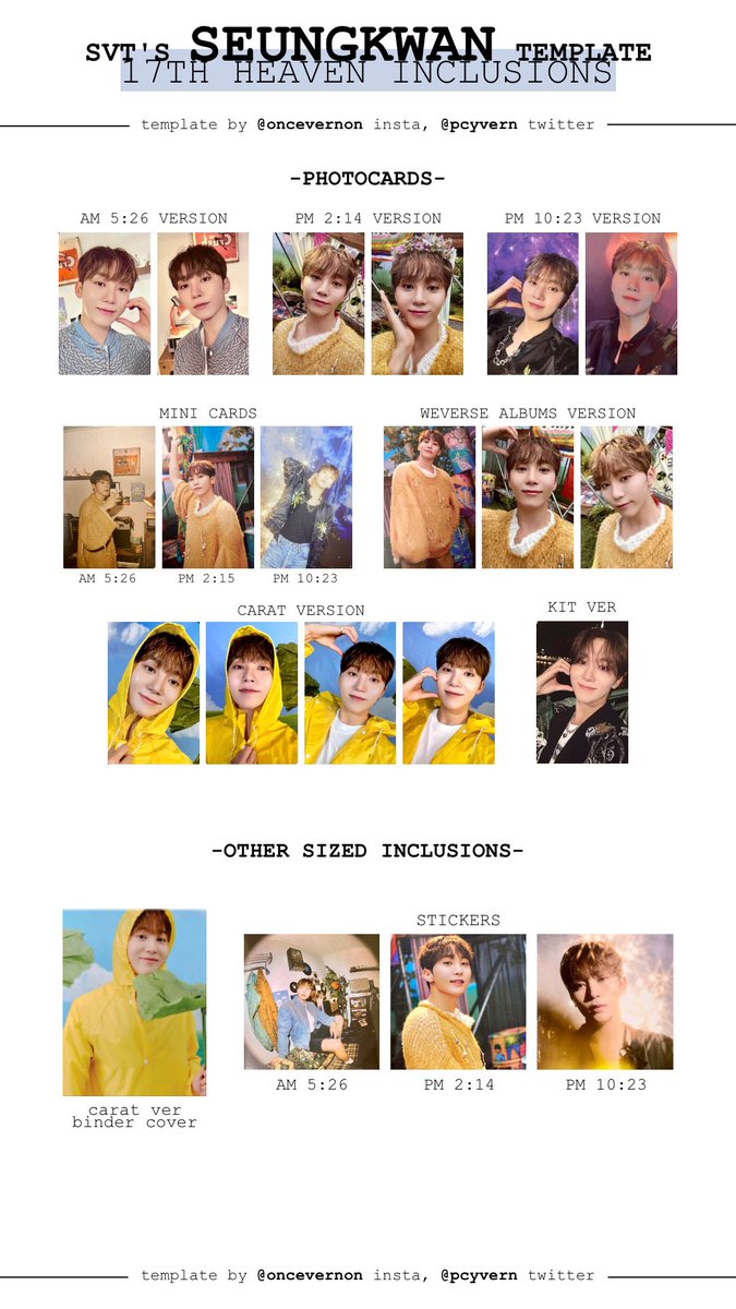 individual member templates for seventeen seventeenth heaven for