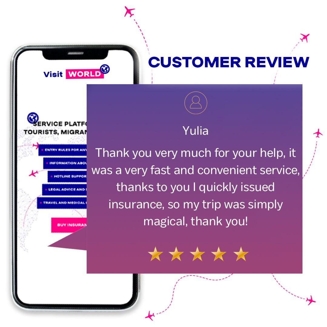 VisitWorld_'s tweet photo. Thank you for your feedback! You can use the link in the profile description to take out insurance and get legal assistance or a prepared travel check-list 🤗✈️ #visitworld https://t.co/ymB9jf9RZw