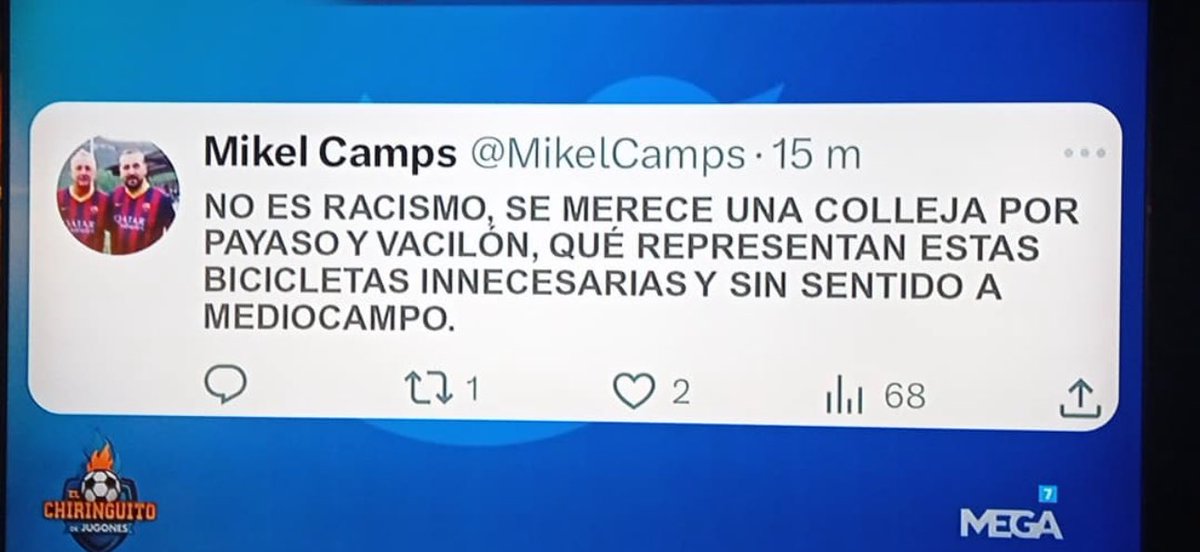 XiohBlanco's tweet photo. A esto se dedica el hombre de confianza de Joan Laporta… Decir que hay que darle de collejas a Vinicius por hacer bicicletas.

Si es que… Que cosa más lamentable. https://t.co/2cWhzlY0to