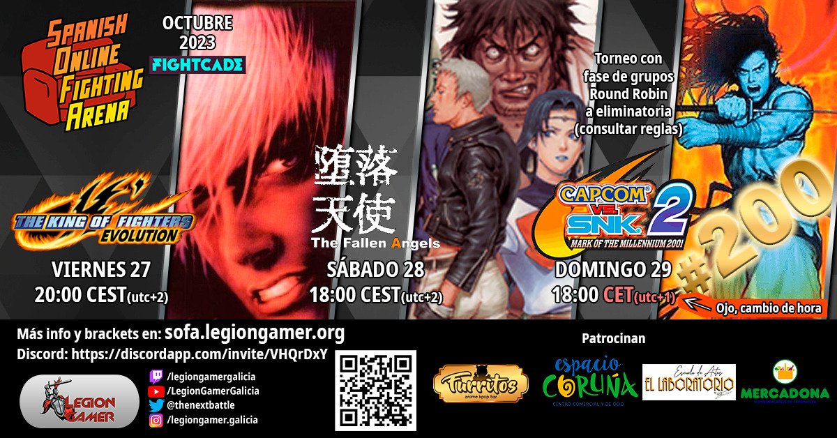 Thenextbattle's tweet photo. Another milestone reached in the S.O.F.A series 200 online hybrid tournaments😱thank to all of you for make it possible😍
Friday 27: #Kof99Evolution
Saturday 28: #DarakuTenshi
Sunday 29: #CVS2
@Alexalchemy1
@Argento_Lp @kahikusu 
More info &amp; details here
https://t.co/4lyenlkB6n https://t.co/S1brtBc2BX