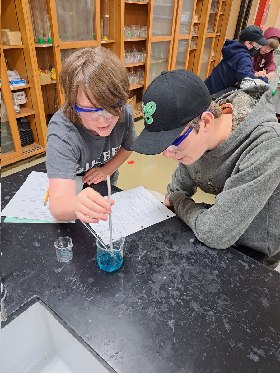 MrSimpsonMath's tweet photo. Science 10 students were in the lab today creating a single replacement chemical reaction with copper (II) chroide and aluminum. https://t.co/AurMqO0uQm