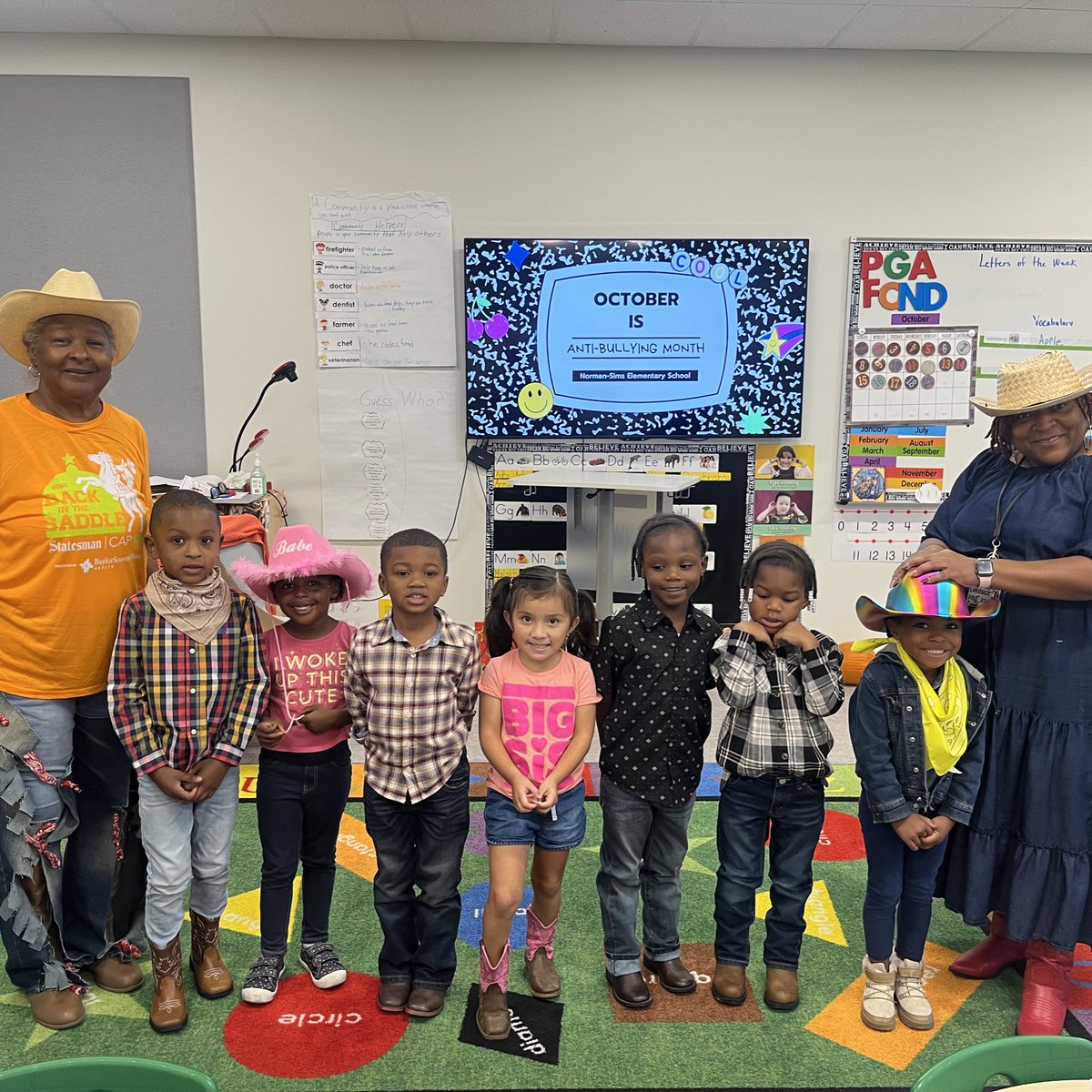 NormanSimsCouns's tweet photo. Day 2 of Love Your Brain Week was a success! Look at these trailblazing cowboys and cowgirls! 🤠🐎🧡💙🧡💙 https://t.co/GBL0DnBFgs