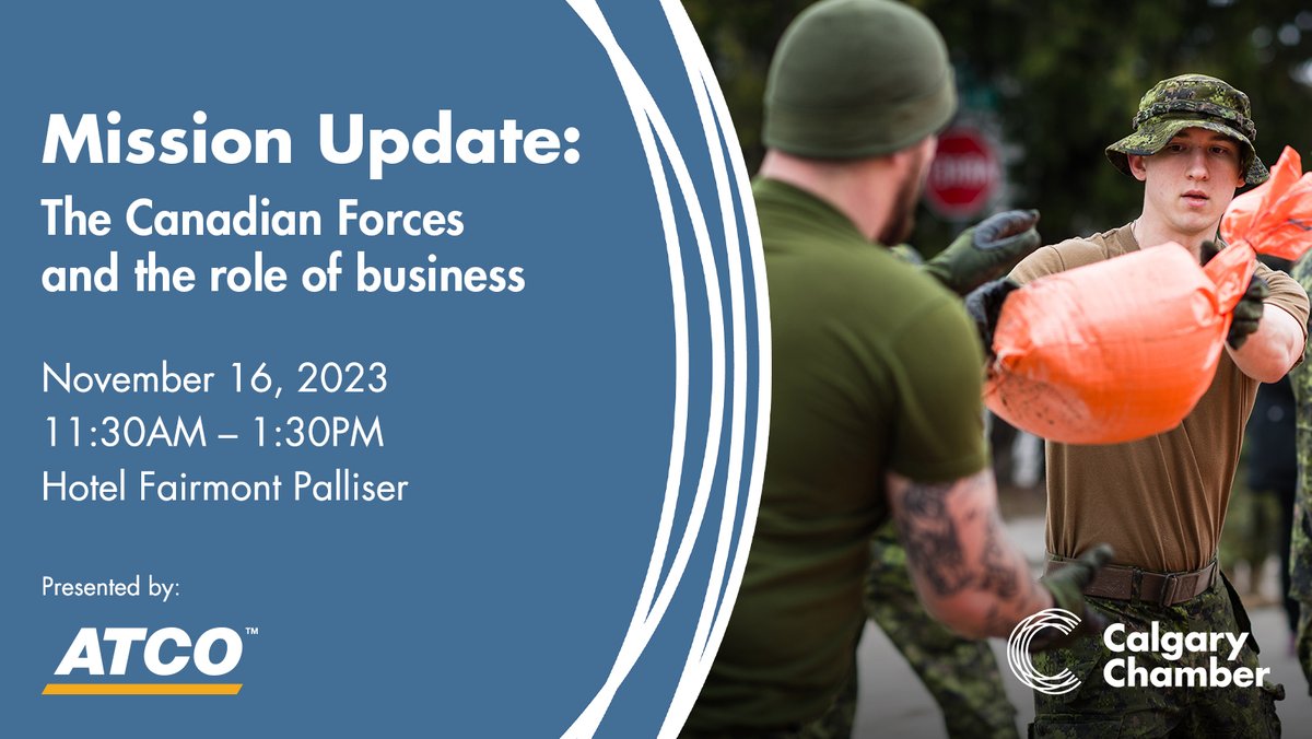 CalgaryChamber's tweet image. Don&apos;t miss this unique opportunity to learn about the Canadian Forces and how the partnership with the business community is integral to their success. 
 
Register here: tockify.com/calgarychamber…
