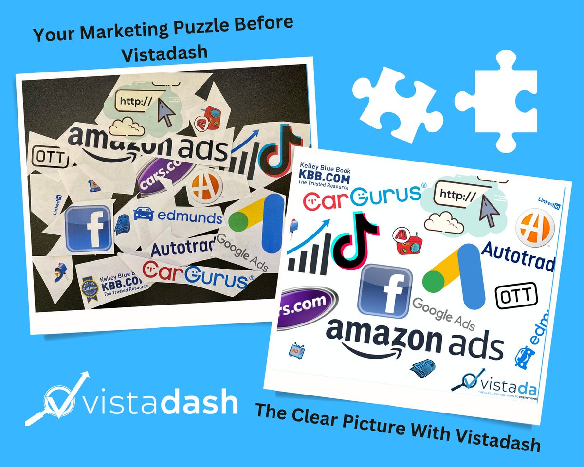 Are you trying to piece together the perfect automotive marketing puzzle? 

Everyone's puzzle is different - but with Vistadash, you can get all the pieces of the puzzle together for a clear view of the complete picture in just minutes! 

Demo today! bit.ly/422dlvf