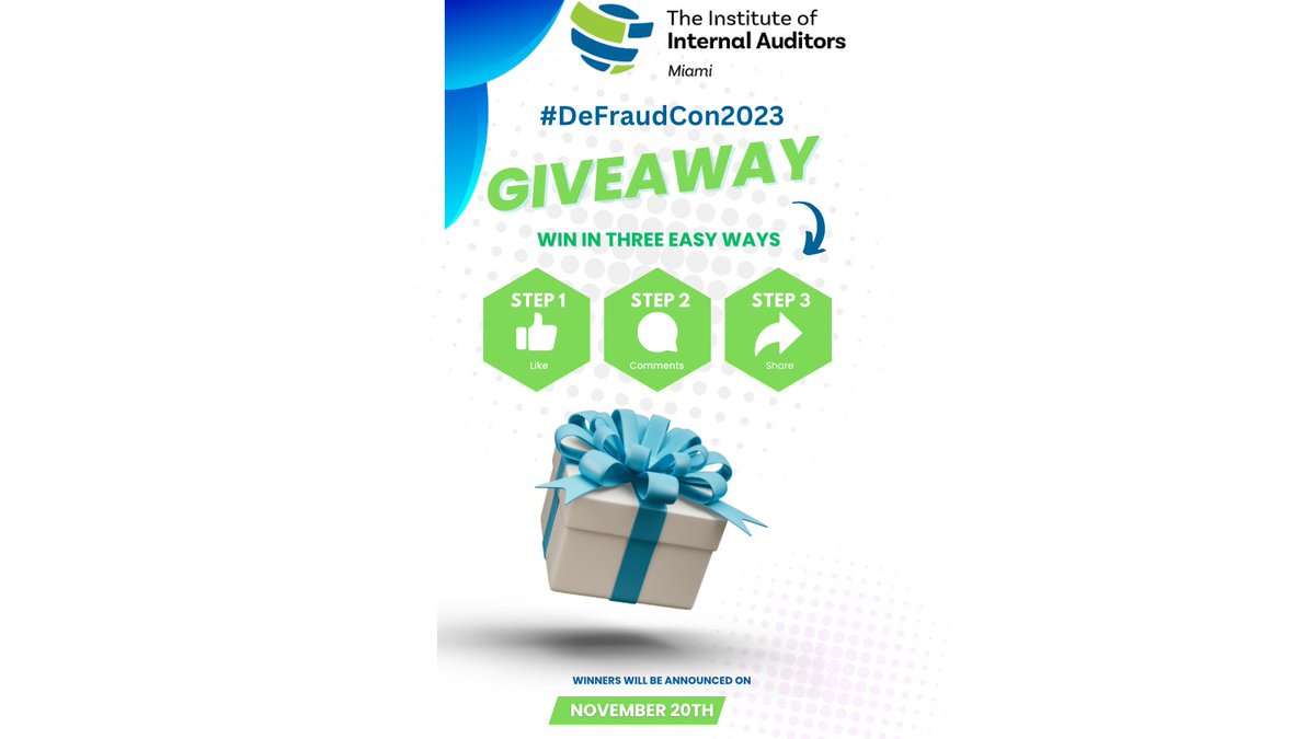 IIAMiami's tweet photo. Who wants to attend #DeFraudCon2023 for FREE??? Contest details: follow IIA Miami Chapter on X, LinkedIn, and Instagram. EVERY TIME you BOTH LIKE and SHARE our conference posts you are entered into a drawing.  See comments for more details. #mIIAmi https://t.co/wUH3P4C5V0