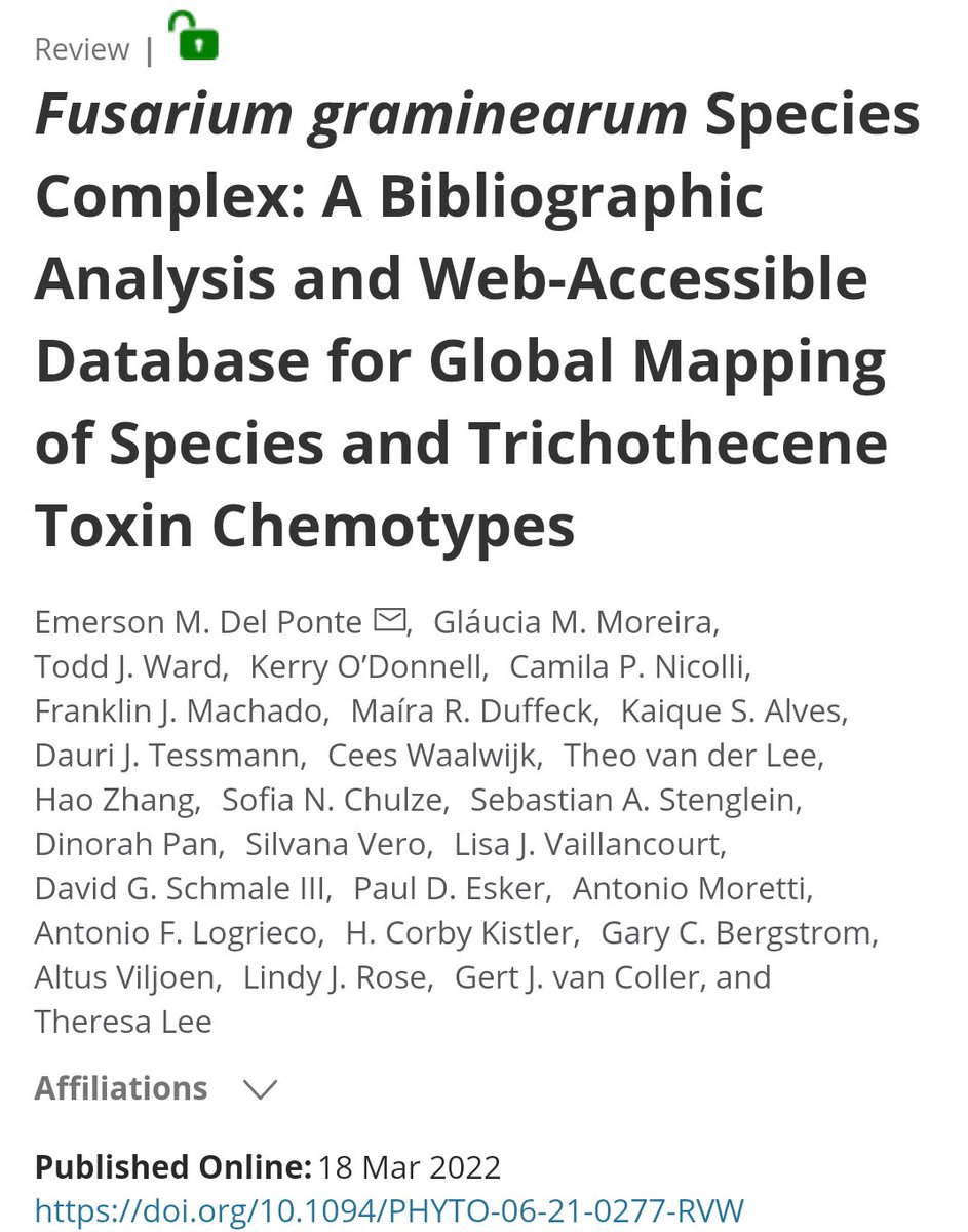Emerson Del Ponte (@edelponte) on Twitter photo Fusarium head blight was a chief disease studied in my Lab for almost two decades. I am proud of this review paper published in <a href="/PhytopathologyJ/">Phytopathology®</a> that is now open access.
Read here: doi.org/10.1094/PHYTO-… Fusarium head blight was a chief disease studied in my Lab for almost two decades. I am proud of this review paper published in <a href="/PhytopathologyJ/">Phytopathology®</a> that is now open access.
Read here: doi.org/10.1094/PHYTO-…