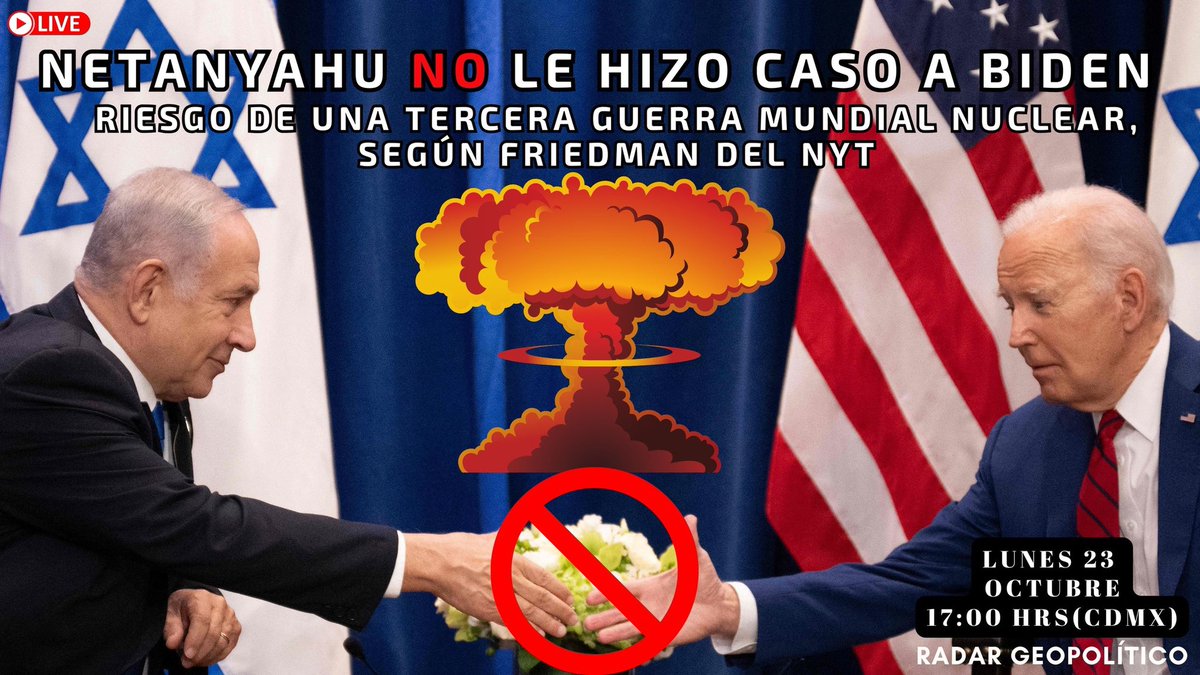 AlfredoJalife's tweet photo. Ya disponible ‼️
Netanyahu NO le hizo caso a Biden. Riesgo de una TGM nuclear, Según Friedman del NYT | Jalife
https://t.co/TnBUmkRg2M https://t.co/nT7D3Yveps