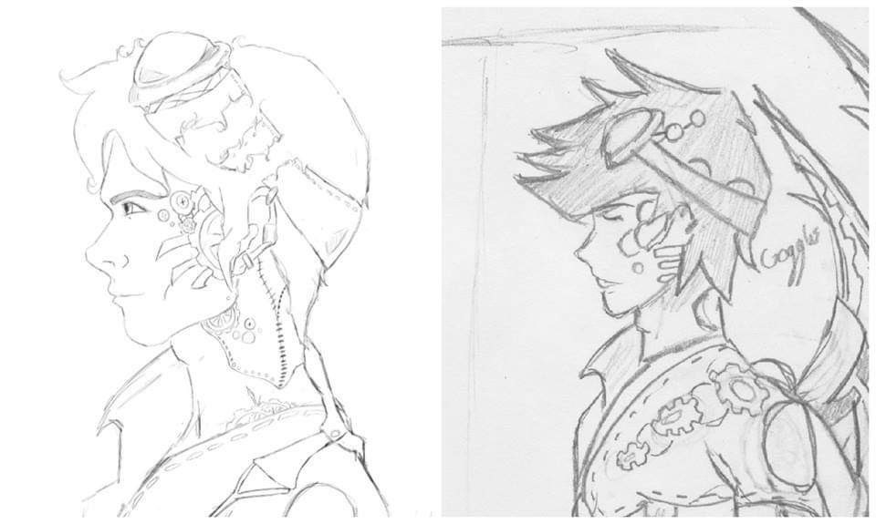 Coppertailwolf's tweet photo. For the @ArrtClub theme: Patch 🪡 I redrew an old OC I made in high school (OG sketches and lore bellow)

Abandoned by his creator Patch collects trinkets and gears to repair pieces of himself that no longer tick or have simply splintered. (1/2) #arrtclub #arrtfuloctober https://t.co/TSTNA2RE5T