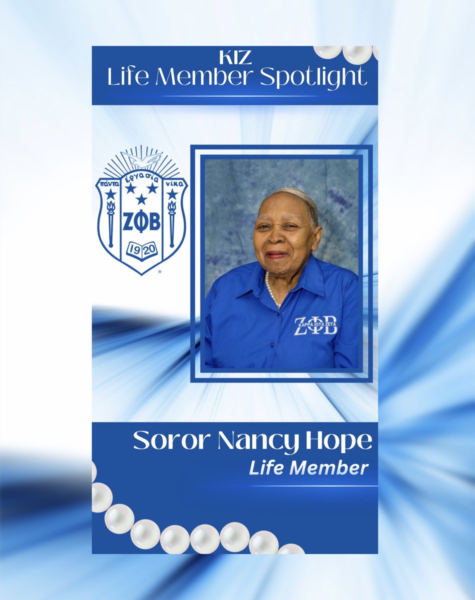KappaIotaZeta's tweet photo. #LifeMemberMonth
Please join the ‘Kaptivating’ Kappa Iota Zeta Chapter in celebrating Life Member, Nancy Hope🤍💙!
#kappaiotazeta #liftingthelegacy #zetaupgeorgiaforward #SecondToNone #SERegion #zetaphibeta #kizLifeMember https://t.co/H1KRMCVV80