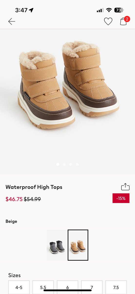 VeluZ's tweet photo. @hmcanada Hi! Could you help me? I would like to buy these boots for my baby they seem to have discount, however, when seeing them in the cart the discount disappeared. Whats the correct price? Thanks! https://t.co/MkPSyZJiV8