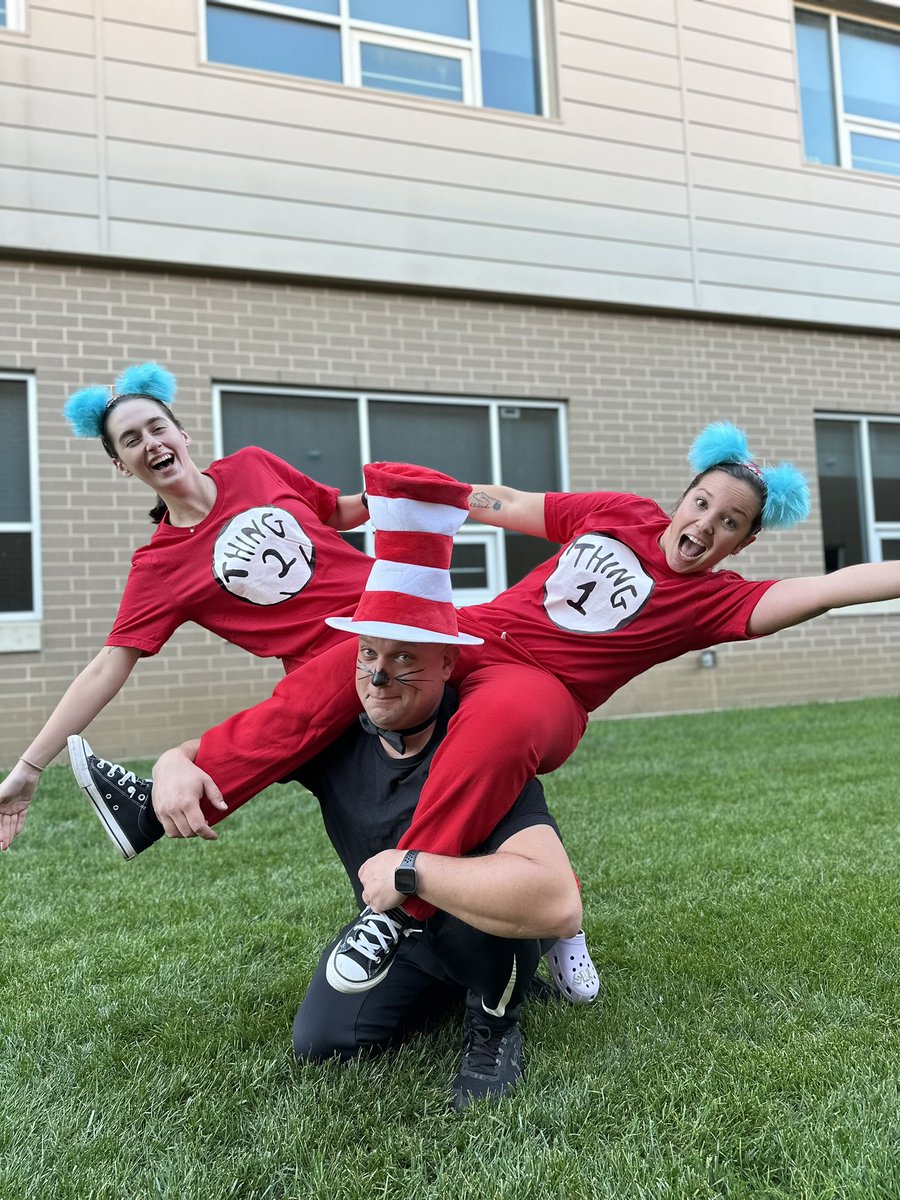 It’s Halloween night at marching band! Who says the staff can’t have fun too? 
<a href="/PMMarchingUnit/">Penn Manor Marching Unit</a> <a href="/pennmanor/">Penn Manor SD</a> #thingonethingtwo #catinthehat #bandkidshavefun