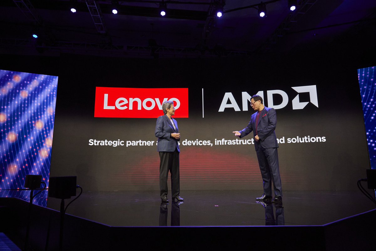 It was wonderful to be at #LenovoTechWorld and join @YuanqingYang to talk about the tremendous partnership between @Lenovo and @AMD across devices, infrastructure and solutions. Looking forward to all we will do together to enable “AI for All” in the coming years!