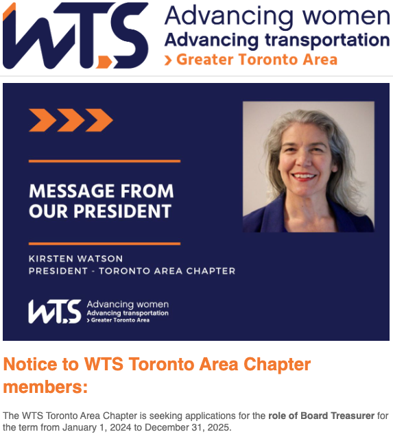 WTS_Toronto's tweet photo. WTS Toronto Area Chapter 2024-25 Treasurer Nominations ... https://t.co/HUy8XkhW4v https://t.co/3EN8Wss622