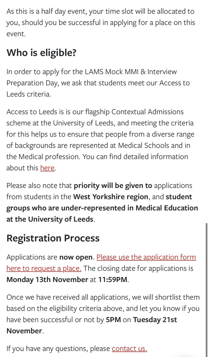 Isabel Candir (@isabelcandir) on Twitter photo Proud to be running a Free Mock MMI & Interview preparation day for local Y13/second year college students with @MHOutreachLeeds !
Check out the information at: healthsciences.leeds.ac.uk/events/leeds-a…
If you meet the criteria apply at:
leeds.onlinesurveys.ac.uk/lams-mockmmiin…
#wideningaccesstomedicine #WAMS Proud to be running a Free Mock MMI & Interview preparation day for local Y13/second year college students with @MHOutreachLeeds !
Check out the information at: healthsciences.leeds.ac.uk/events/leeds-a…
If you meet the criteria apply at:
leeds.onlinesurveys.ac.uk/lams-mockmmiin…
#wideningaccesstomedicine #WAMS