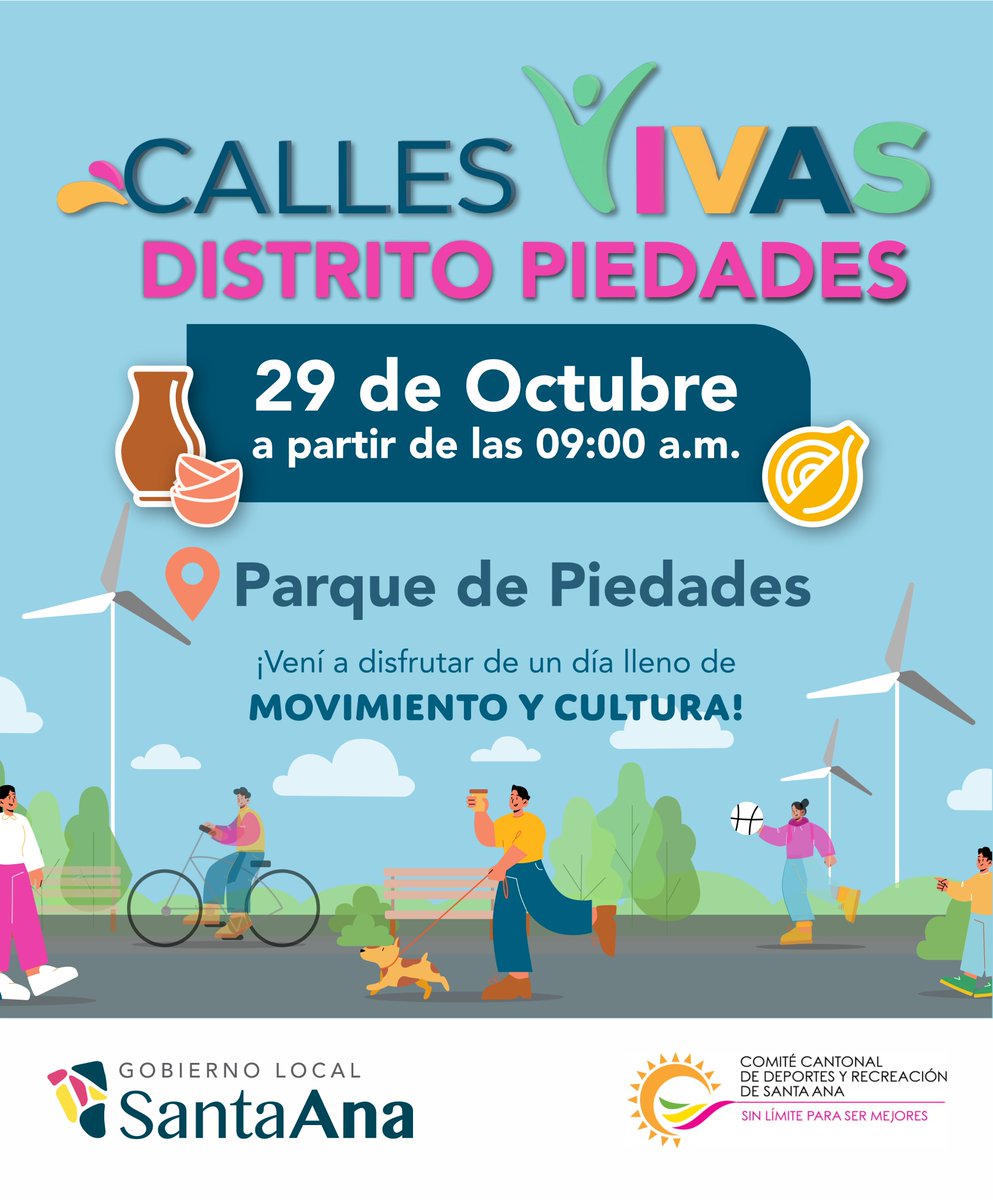 SantaAnaGob's tweet image. #IsBack

#CallesVivas está de regreso y con la novedad que se realizará en los diferentes distritos del cantón.

Iniciamos en #Piedades este domingo 29 de octubre.