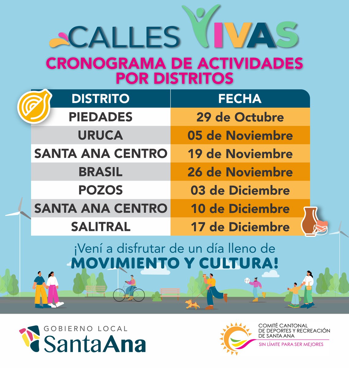 SantaAnaGob's tweet image. #IsBack

#CallesVivas está de regreso y con la novedad que se realizará en los diferentes distritos del cantón.

Iniciamos en #Piedades este domingo 29 de octubre.