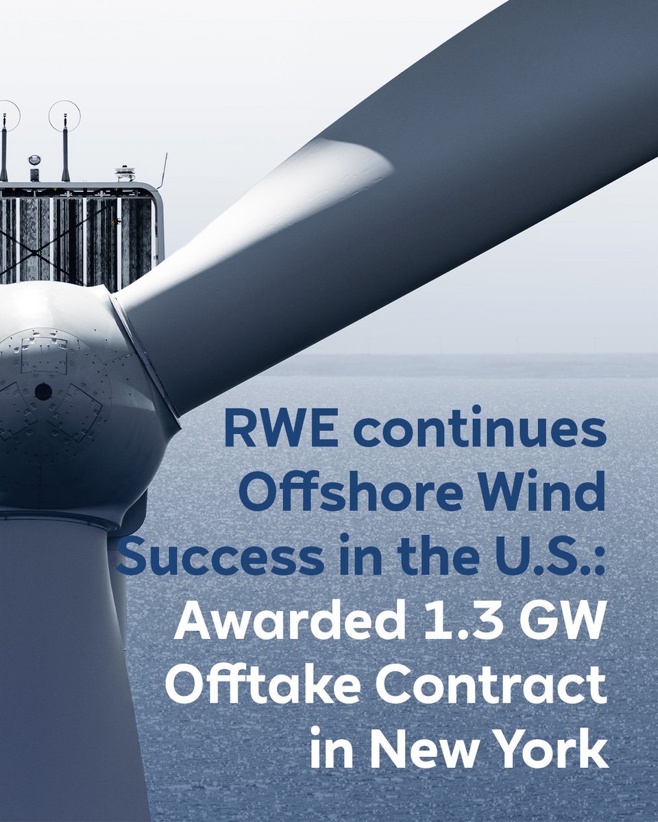 🇺🇸 1.3 GW provisional Offtake Contract awarded to Community Offshore Wind, a joint project by @nationalgridus and  RWE. As the first phase of the New York Bight project, it will power 500,000 US homes. rwe.com/en/press/rwe-o…