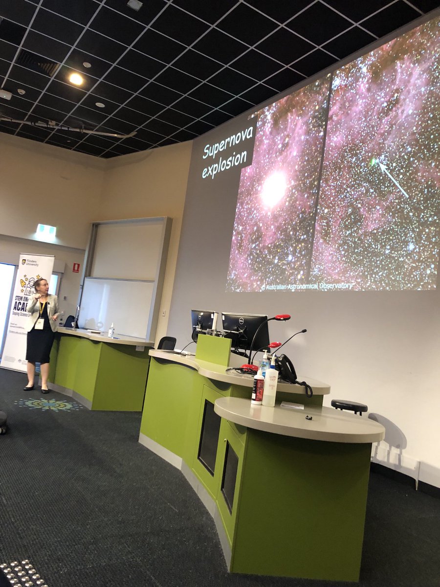 ParappillyMaria's tweet image. What a fantastic start to our 3-day #STEM conference! Unlocking the secrets of the hidden Universe, ⁦@ProfNicoleBell⁩ delivering the opening plenary to yr 9 girls in a packed lecture theatre @Flinders  ⁦@ausphysics⁩ ⁦@WomenSciAUST⁩ #physics