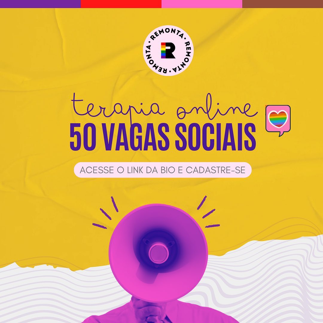 projetoremonta's tweet photo. ✨ O formulário de cadastro para os atendimentos psicológicos está aberto!

🏳️‍🌈 Quantas vagas disponíveis?

50 vagas, na vertente social (baixo custo)+ https://t.co/enIigePNV1