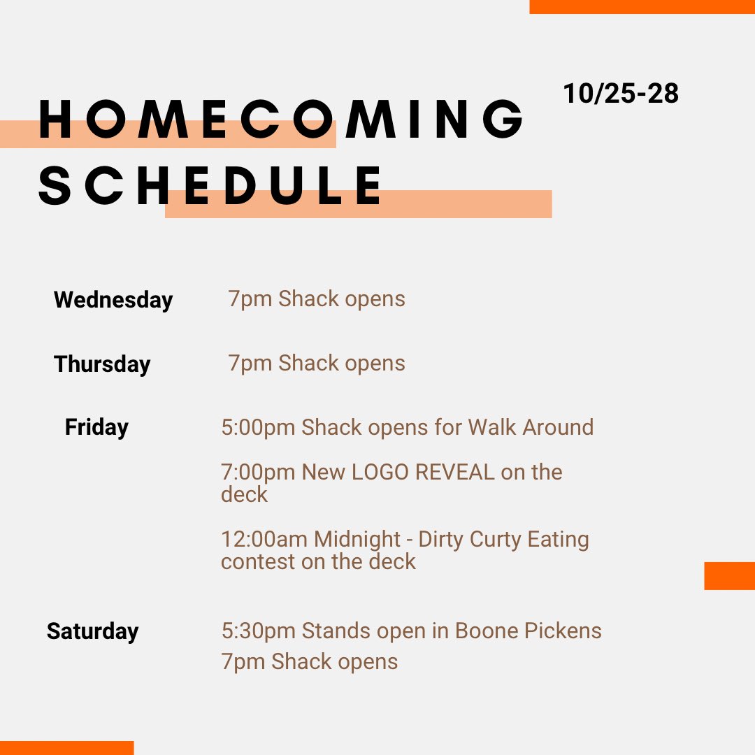 Homecoming week special hours and activities!🏈