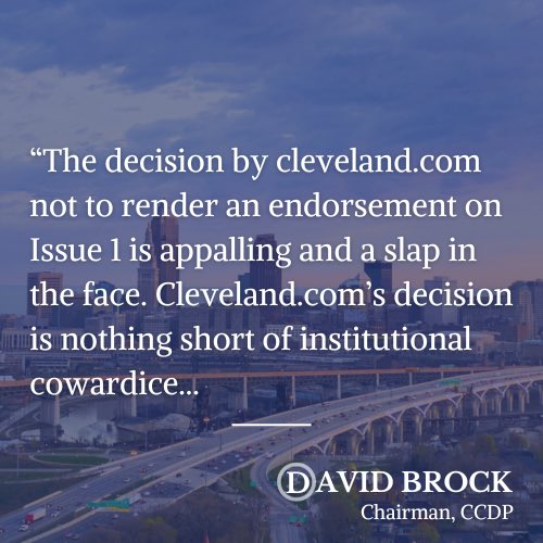 ClevelandBrocks's tweet photo. The largest newspaper in northern Ohio failing to take a stand on #Issue1 is disheartening. Far too much is at stake for women and Ohioans overall for this to be acceptable #VoteYes https://t.co/aNGcbXbD83