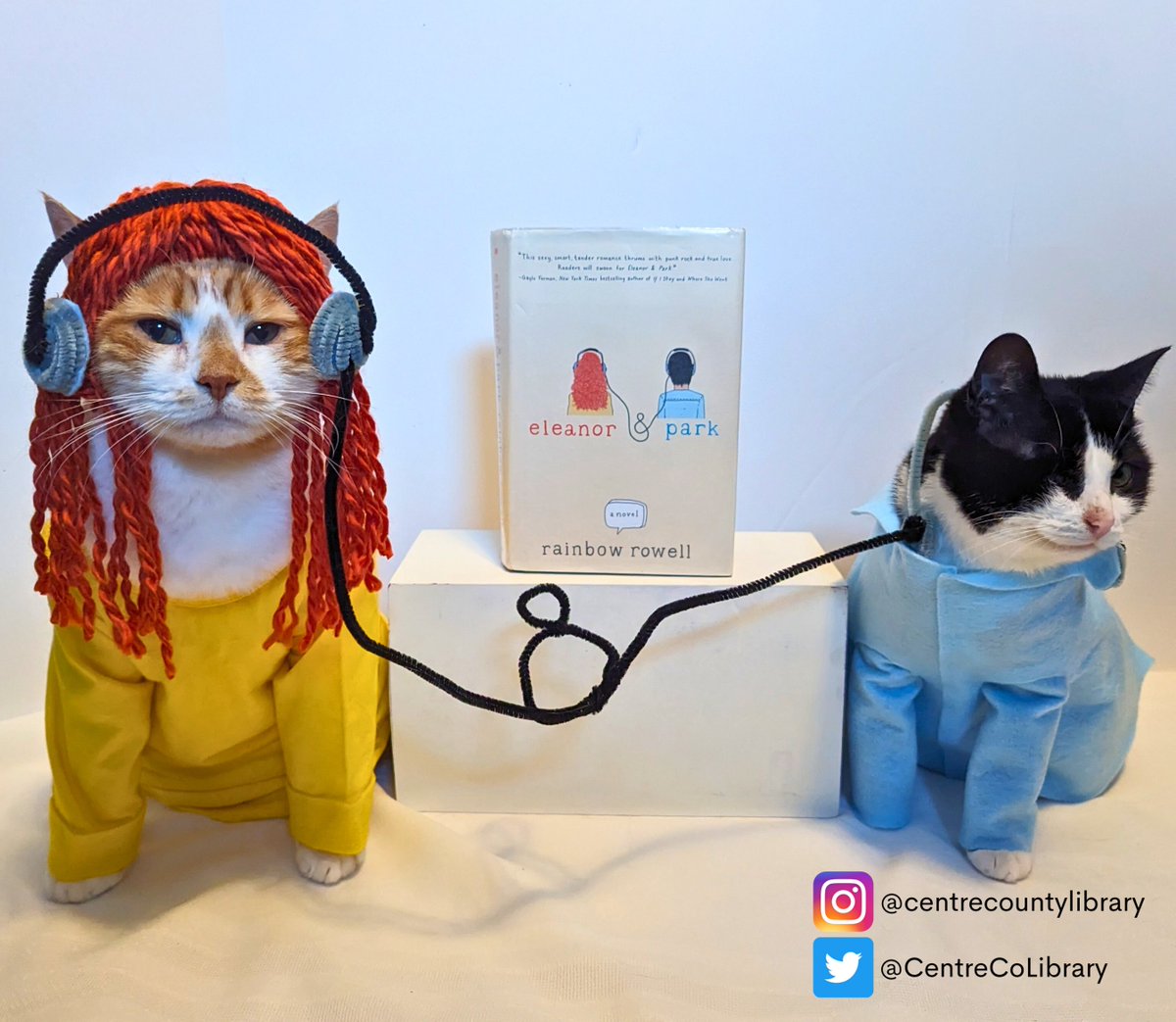 CentreCoLibrary's tweet photo. #EleanorAndPark by @rainbowrowell was the No. 10 most challenged book of 2016 due to offensive language. 

Check out this book and other challenged/banned books at your local library &amp; celebrate the freedom to read!  

#Caturday #HoratioTheCat #JojoThePirateCat https://t.co/QMg4Amt992