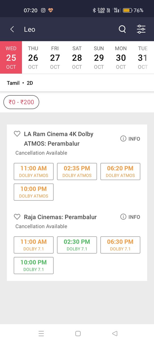 rajeshgtprn's tweet photo. Etho Wednesday Working Day Test Nu Solreenga .It's Got Distinction In Home Town #Perambalur .
#Leo Released In 2 Theatres 6 Days 60 House full Shows
TODAY #LARam Advance Full.
Surely #Raja Will Also Go Full
#LeoBlockbuster
#LeoIndustryHit https://t.co/pio726TOcB