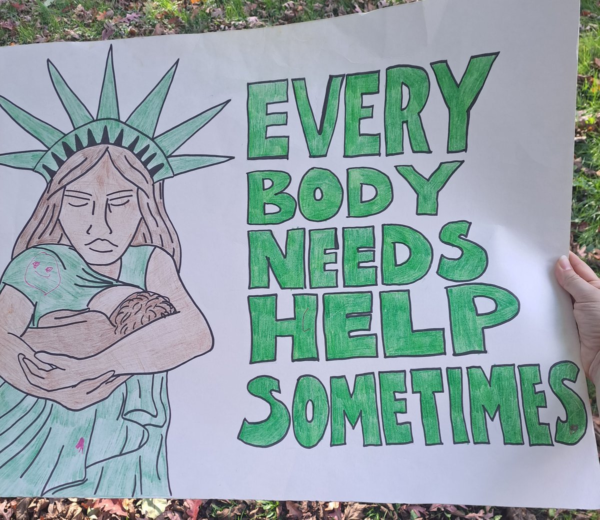 My opponent used this poster (which I still have) in an attack mailer against me. I drew it for the #KeepFamiliesTogether rally abt 5 yrs. ago, at which the crowd was protesting the cruel practice of tearing families apart at the U.S. border, as was happening then. (1/3)