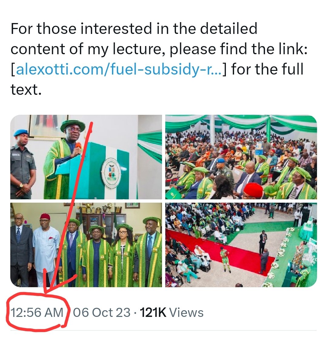 Being quite an observant person, I've come to notice that <a href="/alexottiofr/">Alex Otti</a> makes most of his daily tweets (X post) around midnight... Infact, if you go through his TL, you may even notice that up to 70% (or more) of his posts falls within this category. 

I know this doesn't count