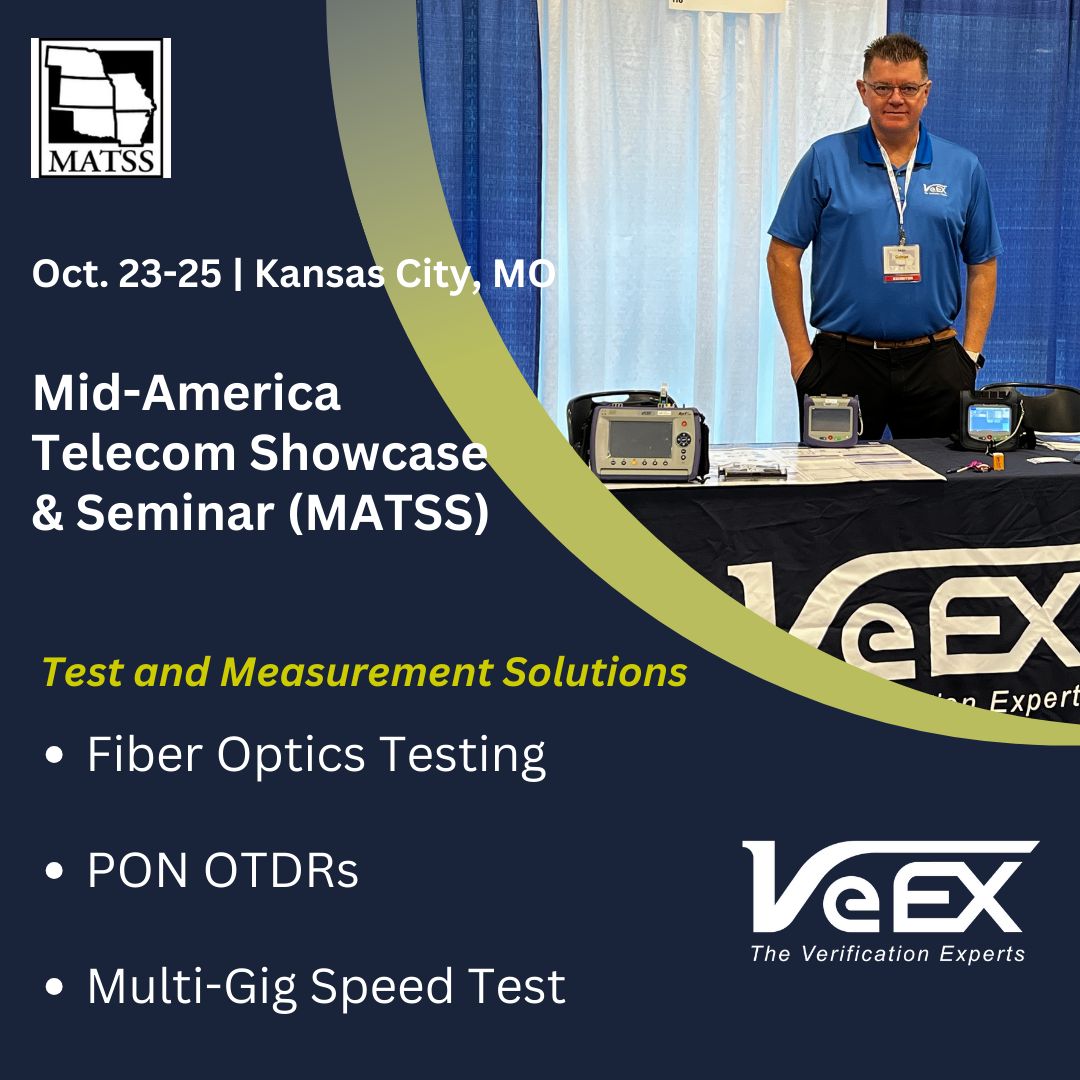 VeEXInc's tweet image. Whether you’re looking to upgrade to XG(S)-PON or seeking a filtered OTDR for live testing and multi-gig speed testing, our comprehensive set of fiber tools covers the full fiber lifecycle. If you’re at MATSS in Kansas City, come say hello.
#ftth #fiberoptics #matss #veexinc