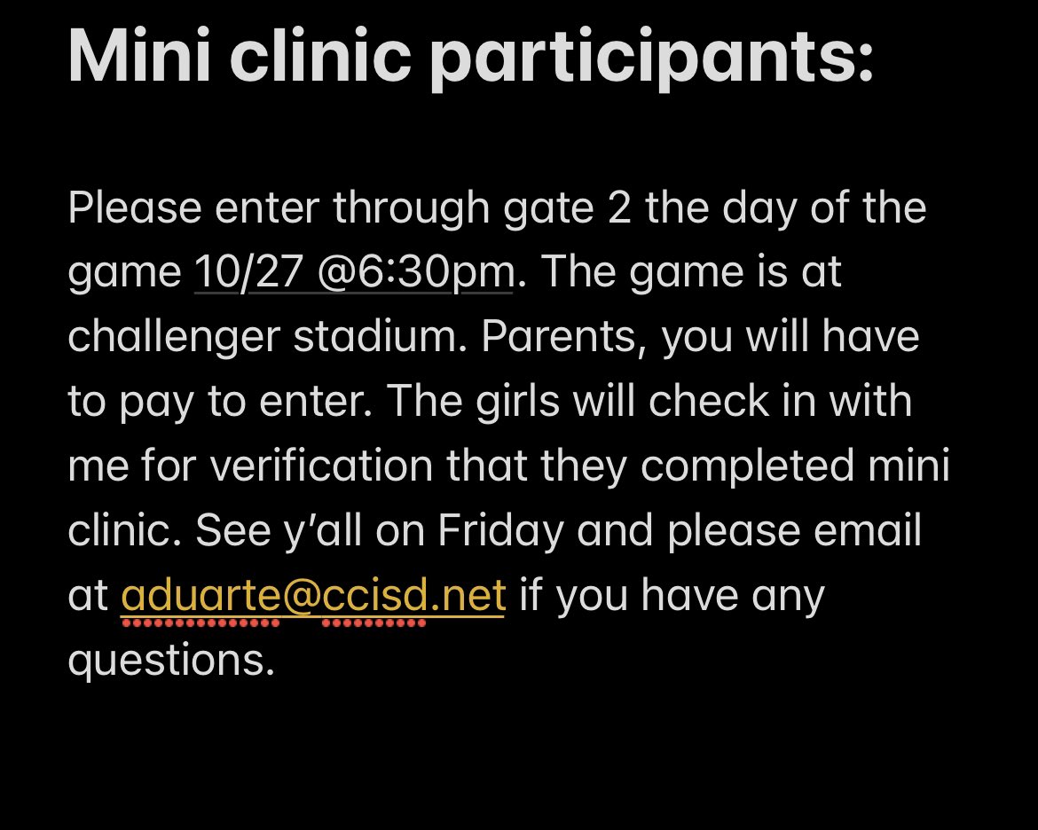 If you participated in our mini clinic please read.