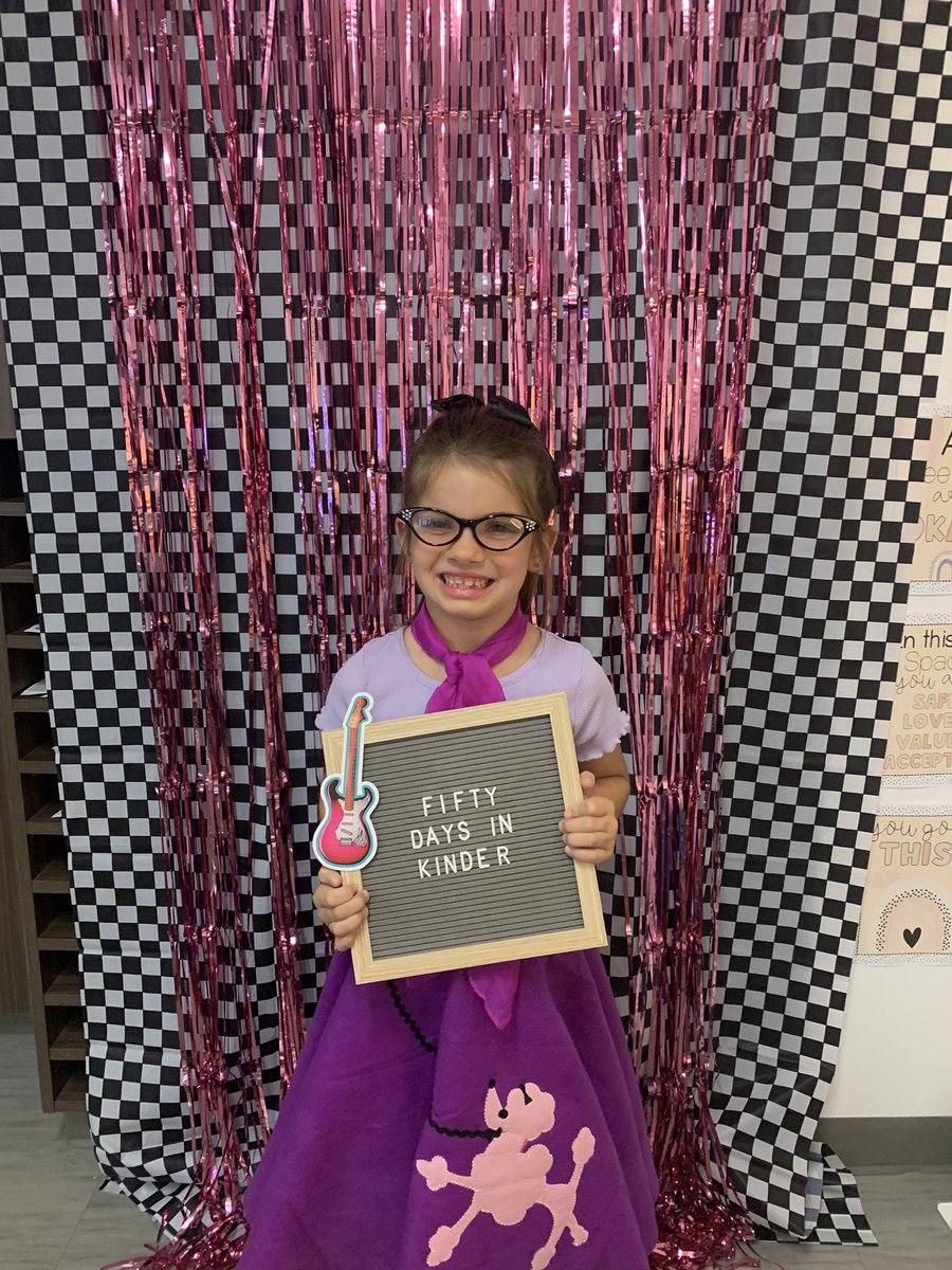 BrookeRabe1's tweet photo. We’re halfway to 100! We rocked the 50th day of kinder!! 🎸🐩 #ReevesAchieves #ProsperProud https://t.co/g2hLDrqFgz