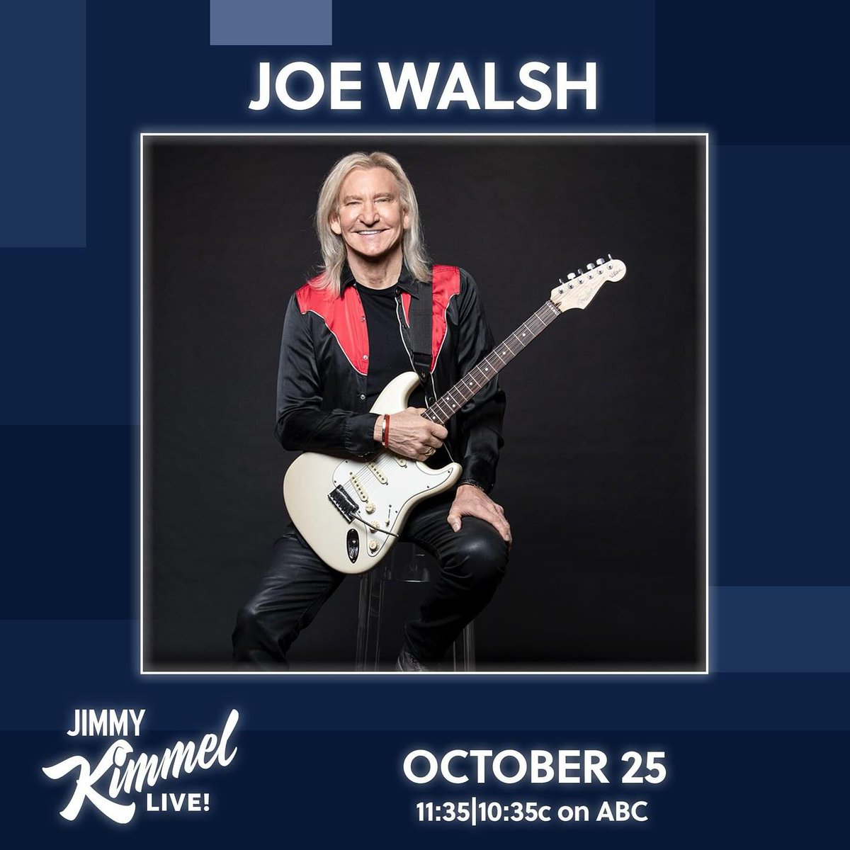 MFRemillard's tweet photo. Joe Walsh will be on Jimmy Kimmel tomorrow night to discuss VetsAid and play a little something.
#JoeWalsh #JimmyKimmel #VetsAid https://t.co/bv5LBgpDrL