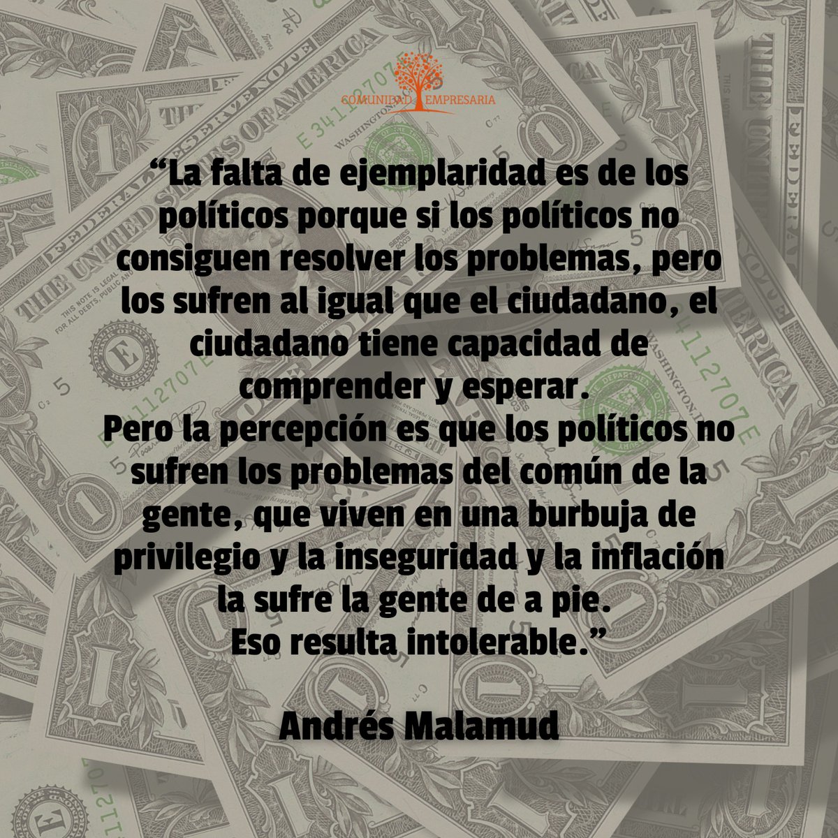 En estos tiempos de debate y agitación social, les compartimos un fragmento de una entrevista del politólogo Andrés Malamud para reflexionar 📌

#politica #andresmalamud #sociedad #argentina #debate #comunidadempresaria #reflexiones