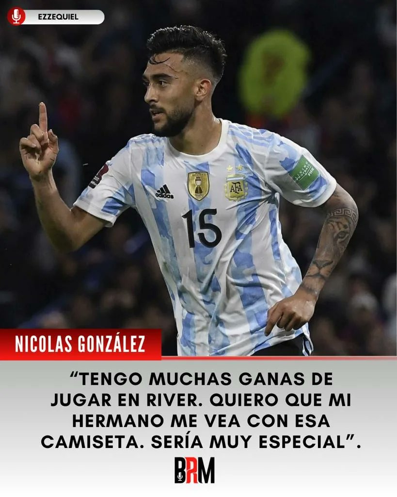 BandaRoja2018's tweet image. #River ⚪️🔴 | Nicolas González, con presente en la Selección Argentina 🇦🇷 y Fiorentina 🟣⚪️, habló en el canal de Youtube de Ezzequiel y expresó su deseo de vestir el manto sagrado.

¿Te gustaría que vista la camiseta del Millonario? 🤍❤️

#RiverPlate #soyderiver