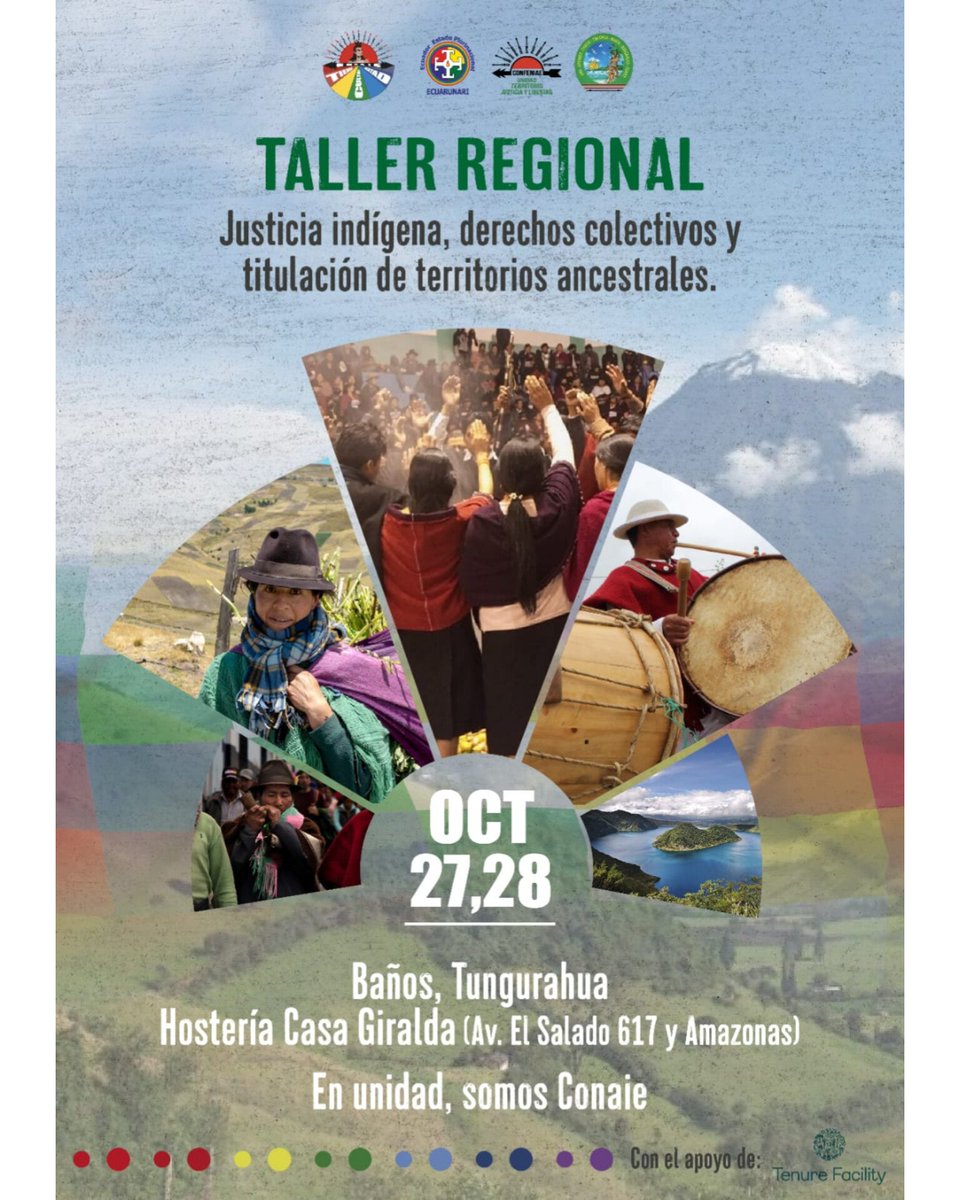 Taller Regional: Justicia Indígena, Derechos Colectivos y Titulación de Territorios Ancestrales 🤝🌿 Para fortalecer las capacidades organizativas y marcos normativos para la gobernanza de territorios ancestrales. #LegalizacionDeTerritoriosYa #TerritorioAncestralDerechoVital