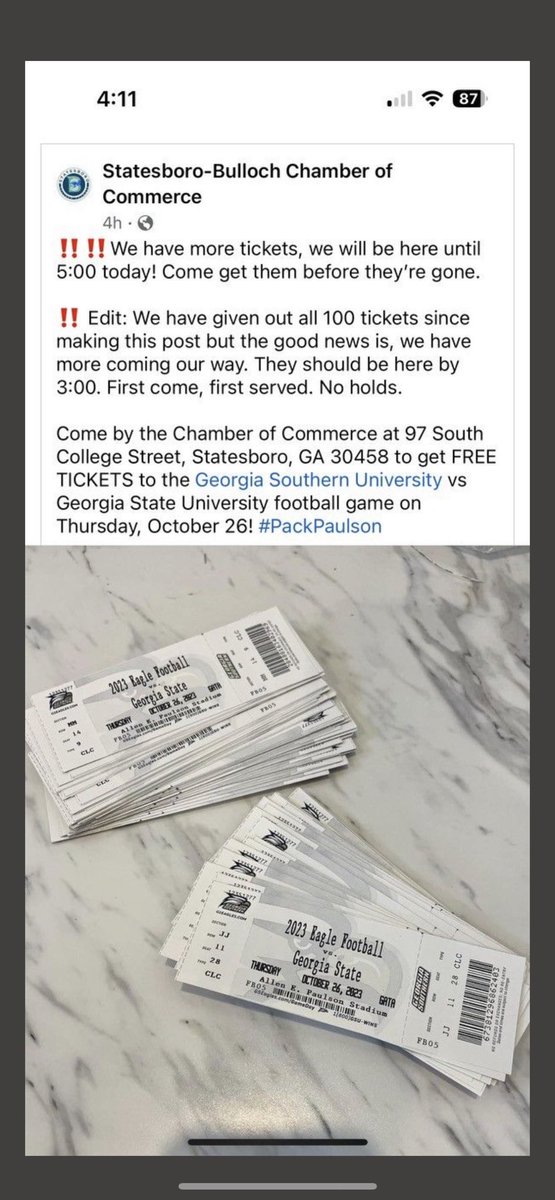 NEVER want to hear another TDS fan give us grief over “free tickets”