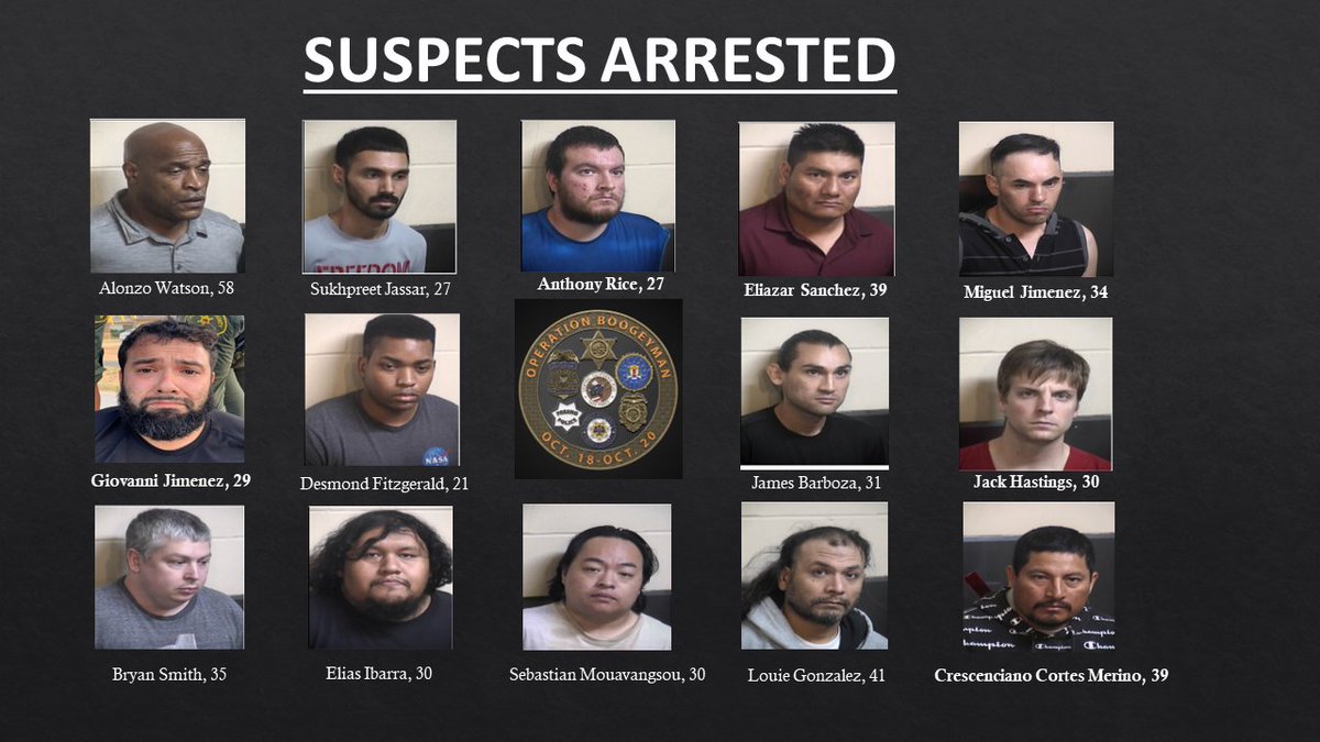 FresnoSheriff's tweet photo. “Operation Boogeyman” Leads to the Arrests of 14 Potential Sexual Predators

Read more at:  https://t.co/ysyVD9MUjm https://t.co/74ir1ZvxiG