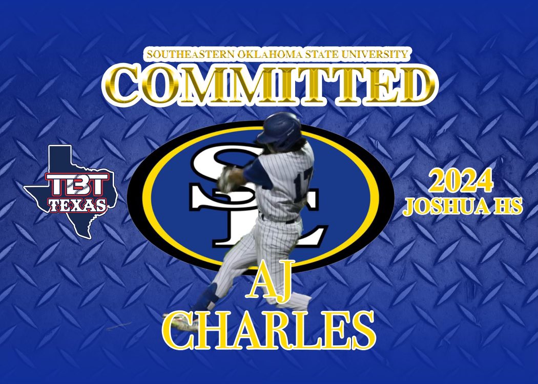 Congratulations to AJ Charles 2024 from Joshua HS on his commitment to Southeastern Oklahoma State University. SEOSU is an NCAA D2 school in the Great American Conference!!!