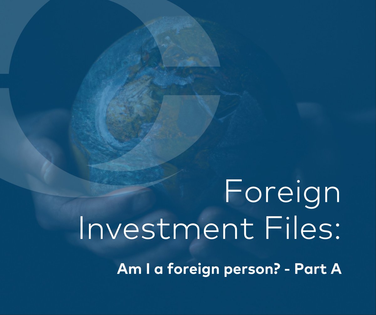 In the next instalment of the Foreign Investment Files article series, Thomas Hill explores when an #individual and a #corporation is defined as a #foreignperson in relation to the #acquisition of an #asset. 

Click here to read the article: ow.ly/GsTj50Q0poI