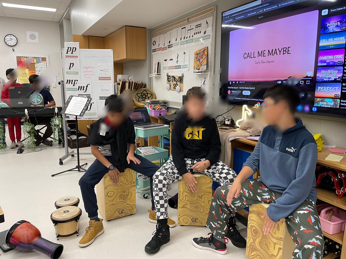 The music room has been a busy place lately with preparations for the #CBCMusicClass challenge. Here’s a sneak peek at some students practising. We will have 10 different entrances from our school this year as each grade is participating! <a href="/oakwrdsb/">Oak Creek PS</a> #OCProud