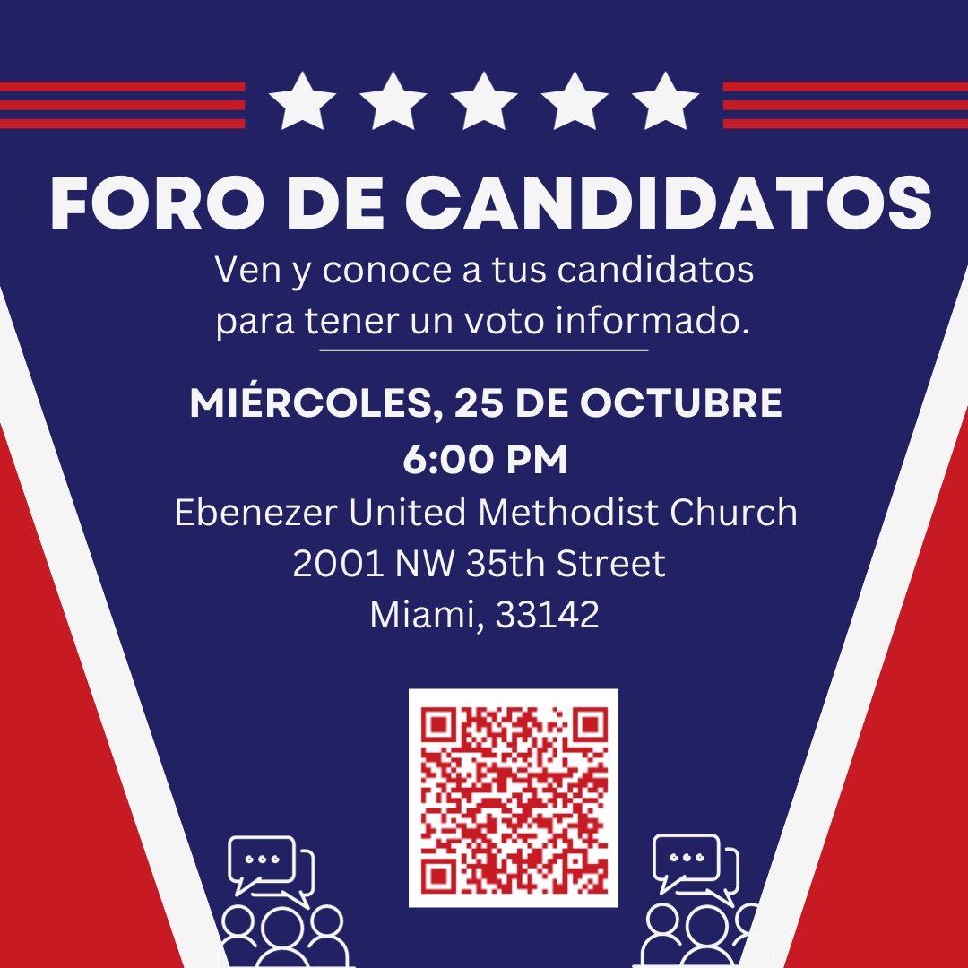 Allapattah voters are electing a new City of Miami Commissioner on November 7th! Join us for the first District 1 Candidate Forum at Ebenezer United Methodist Church TOMORROW, Wednesday 10/25 at 6:00pm